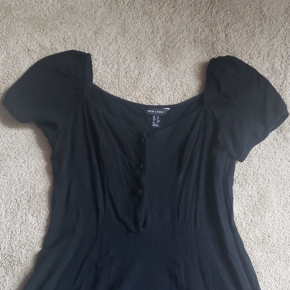 BLACK MILKMAID PUFF SLEEVE SQUARE NECK DRESS - Picture 2 of 6